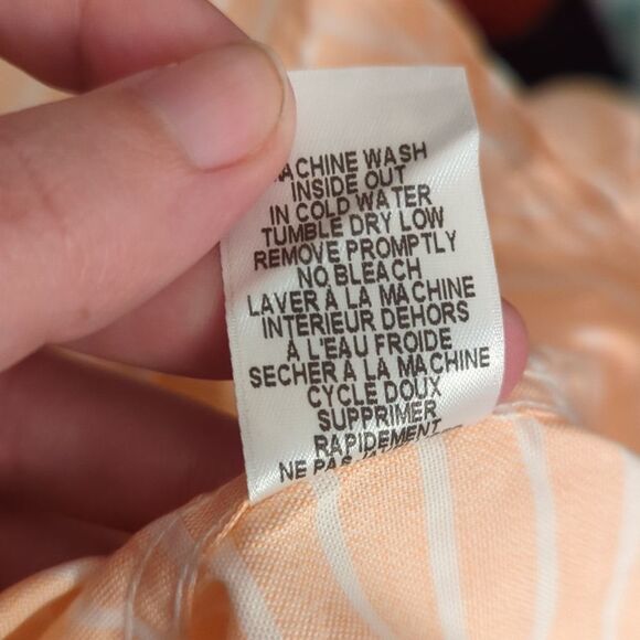 Frank & Eileen Peach Crinkle Fabric Barry Horizontal Striped Button Down Shirt - Picture 7 of 7